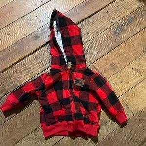 Red plaid fleece jacket 3 month jacket
